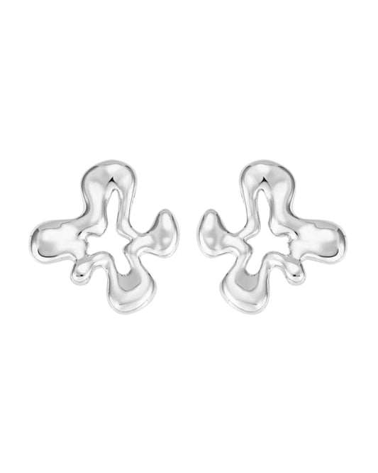 Petal Large Silver Earrings