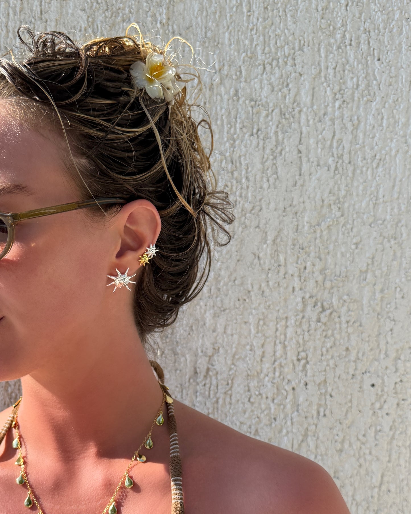 Whelk Large Silver Earrings