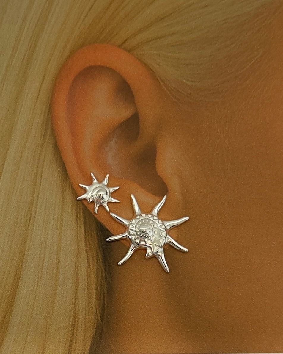 Whelk Large Silver Earrings
