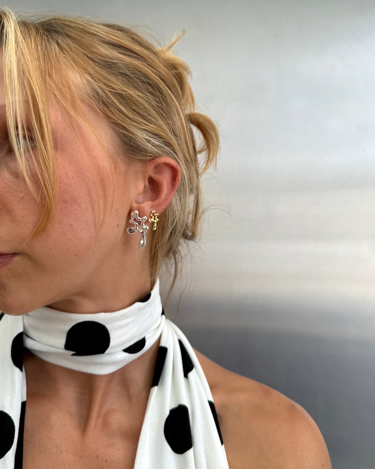 Loxxey Large Silver Earrings