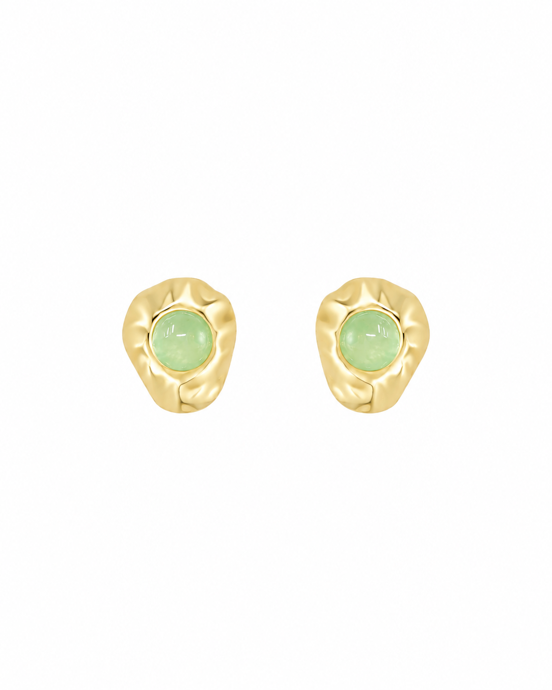 Frida gold-plated organic stud earrings on a white background