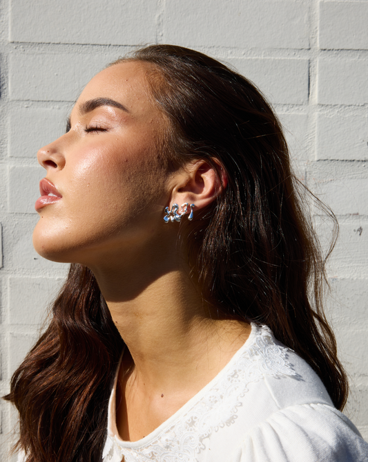 Petal Large Silver Earrings