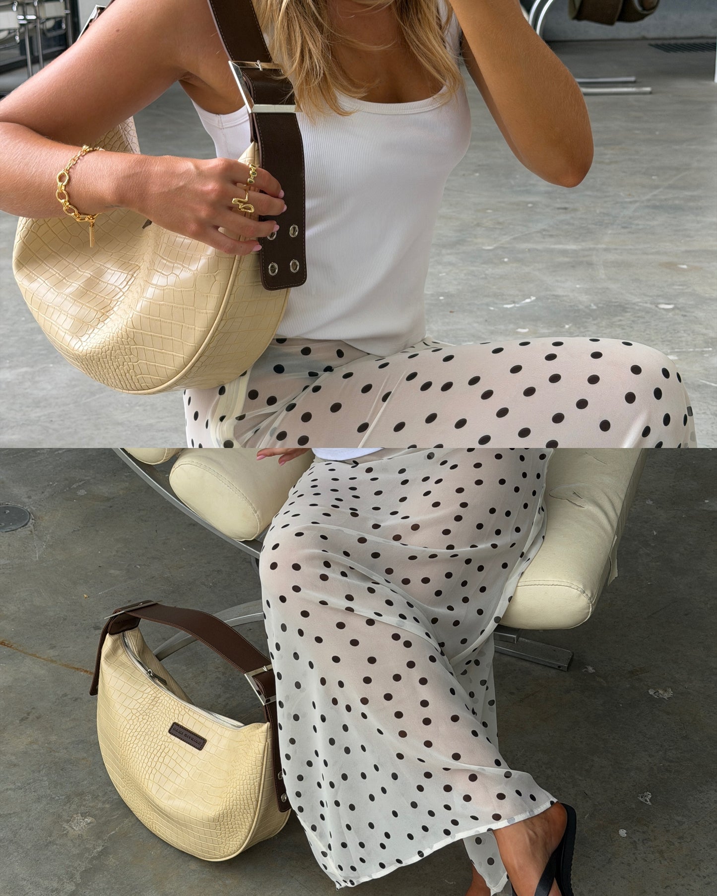 Chonky Buttercream & Choc Handbag