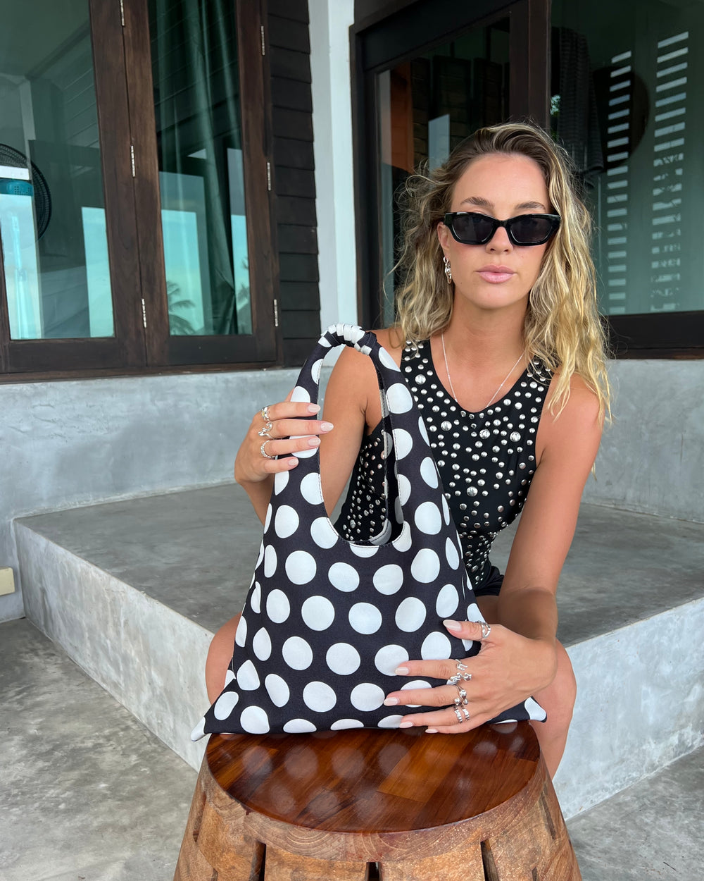 Polka Black Handbag