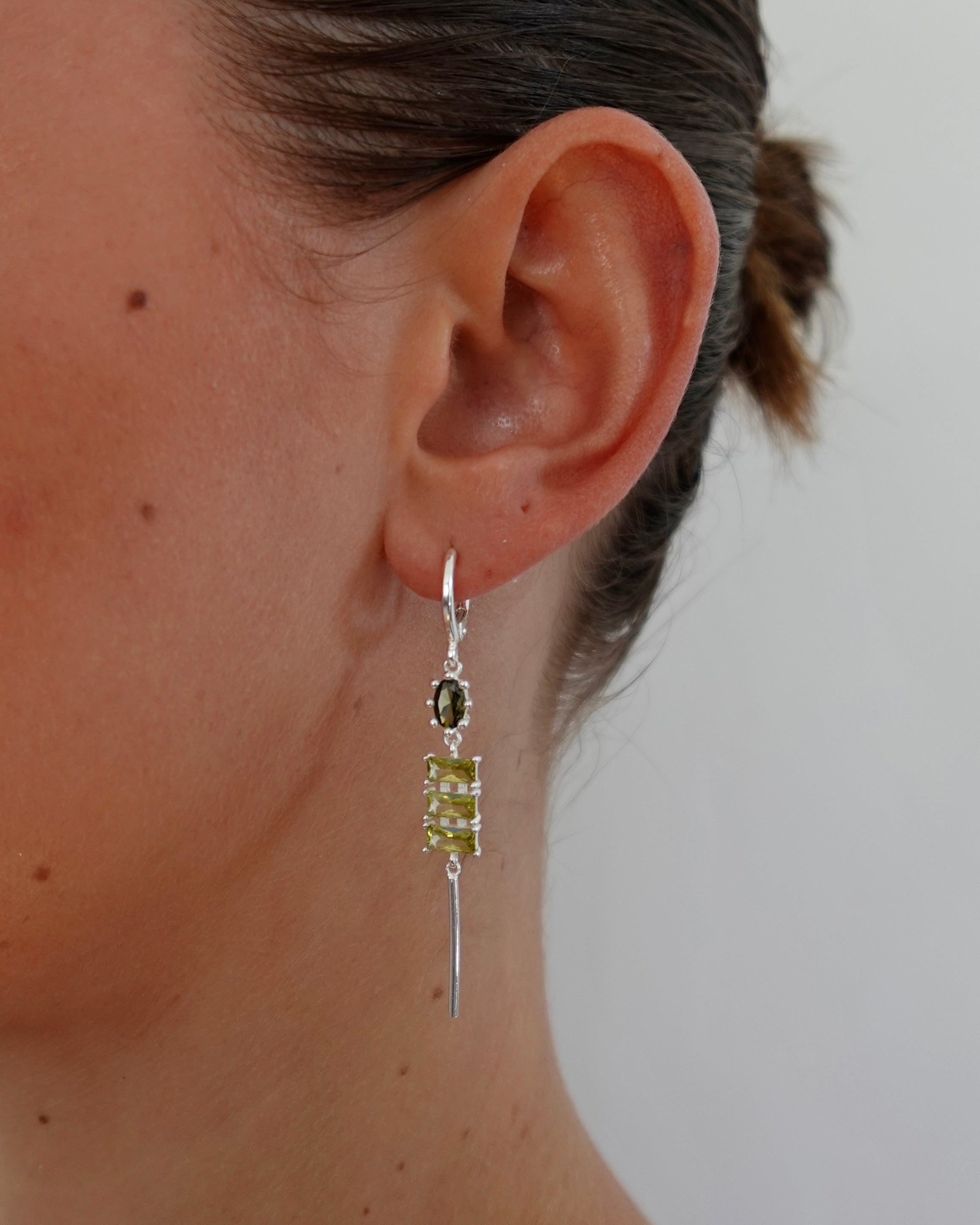 Winslet Silver Green Earrings