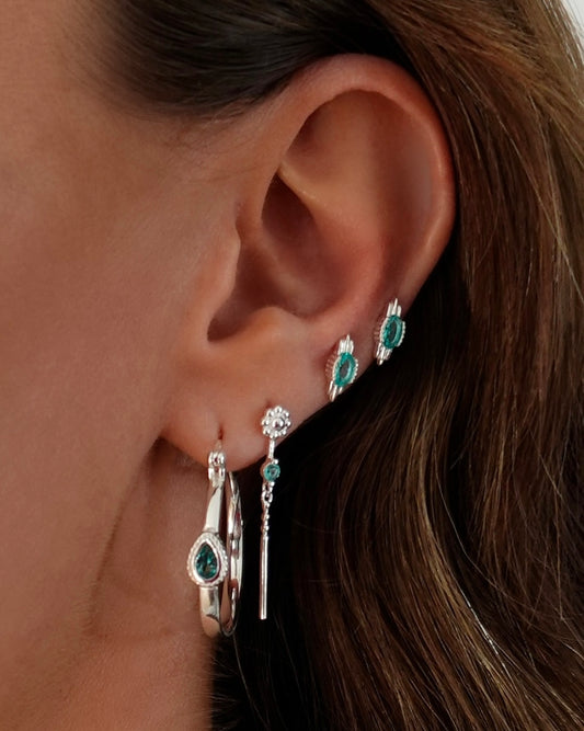 Quinn Silver Teal Earrings
