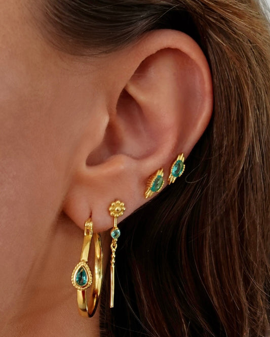 Quinn Gold Teal Earrings