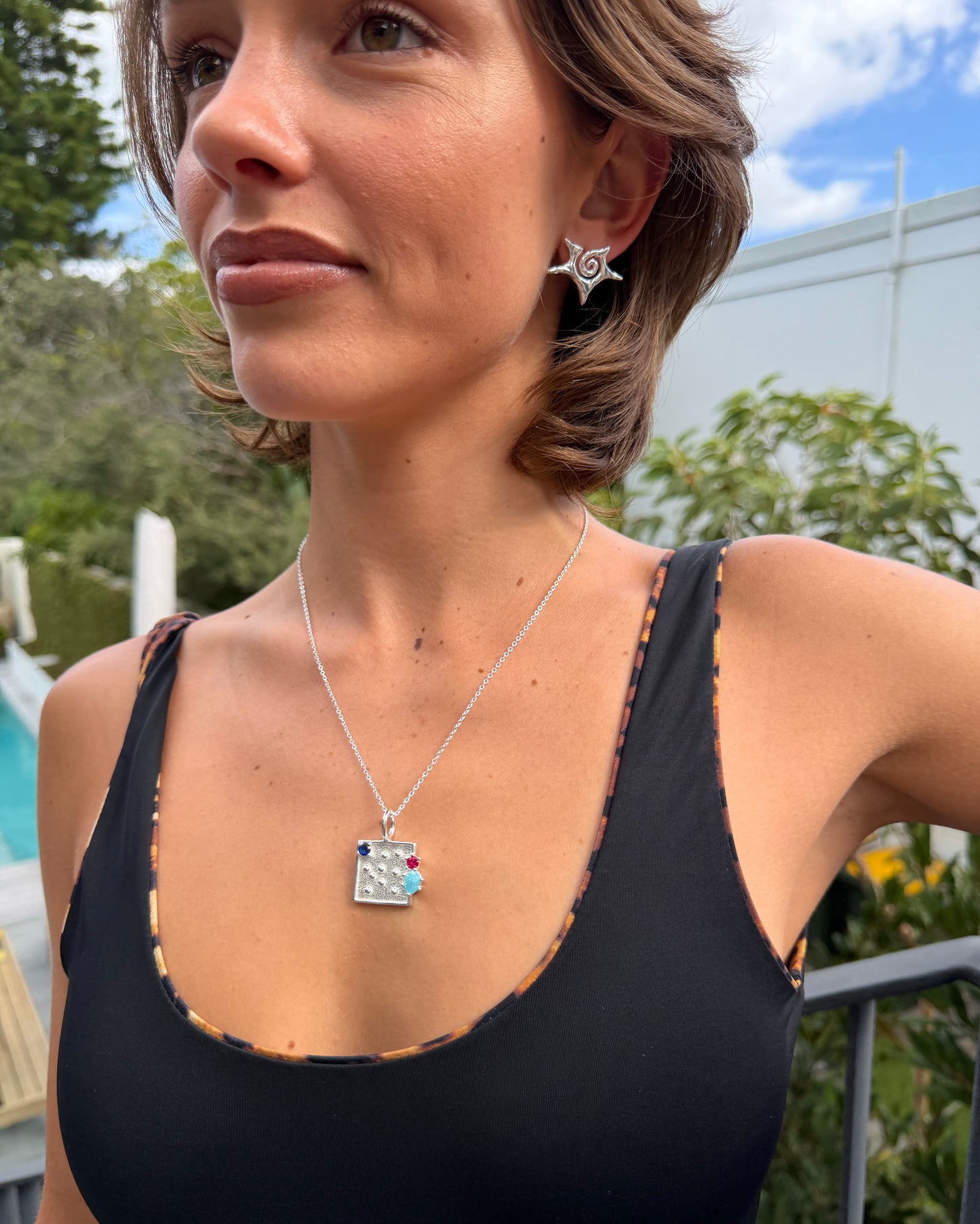 Burst Large Silver Earrings