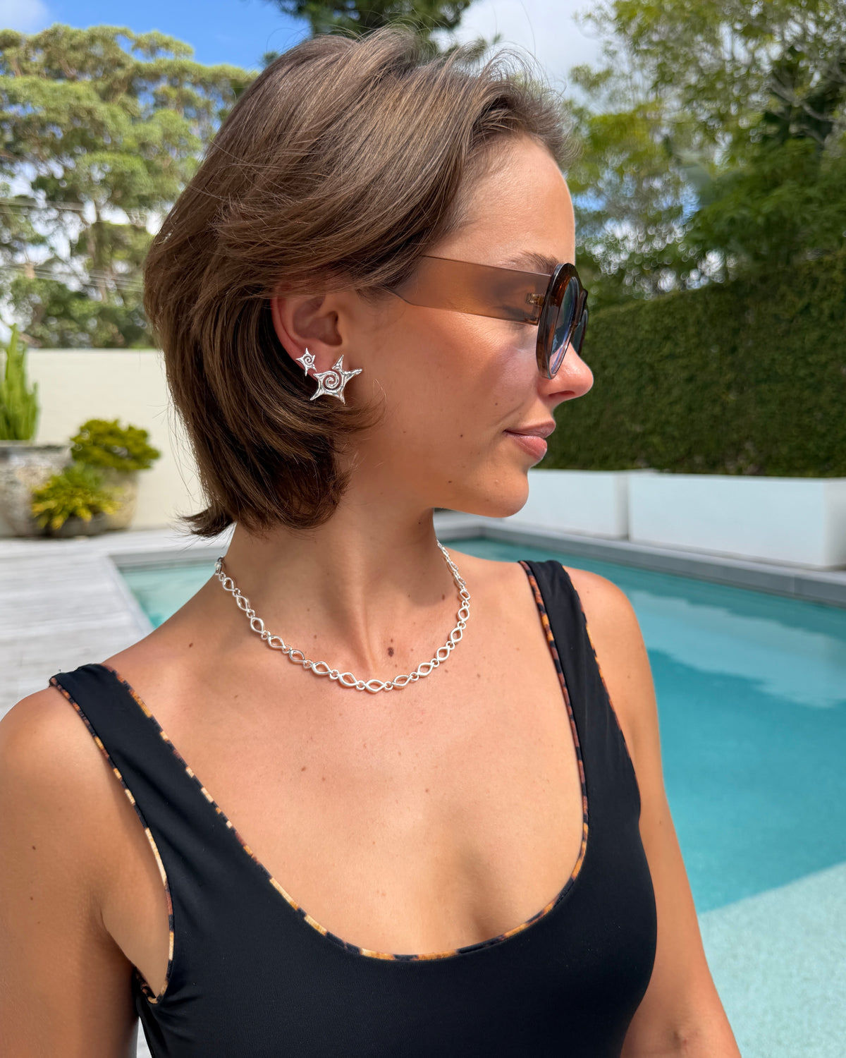 Burst Large Silver Earrings