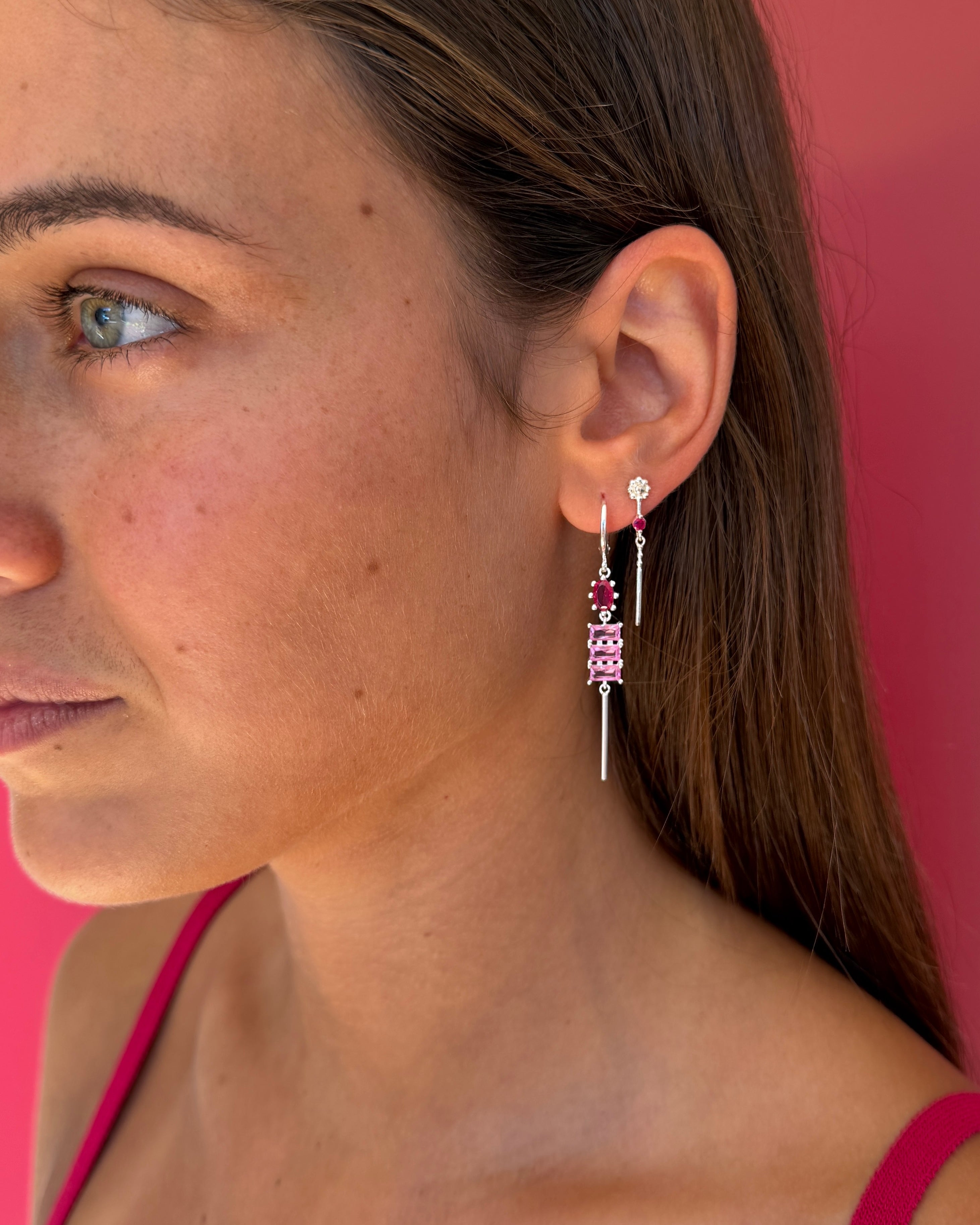 Winslet Silver Pink Earrings