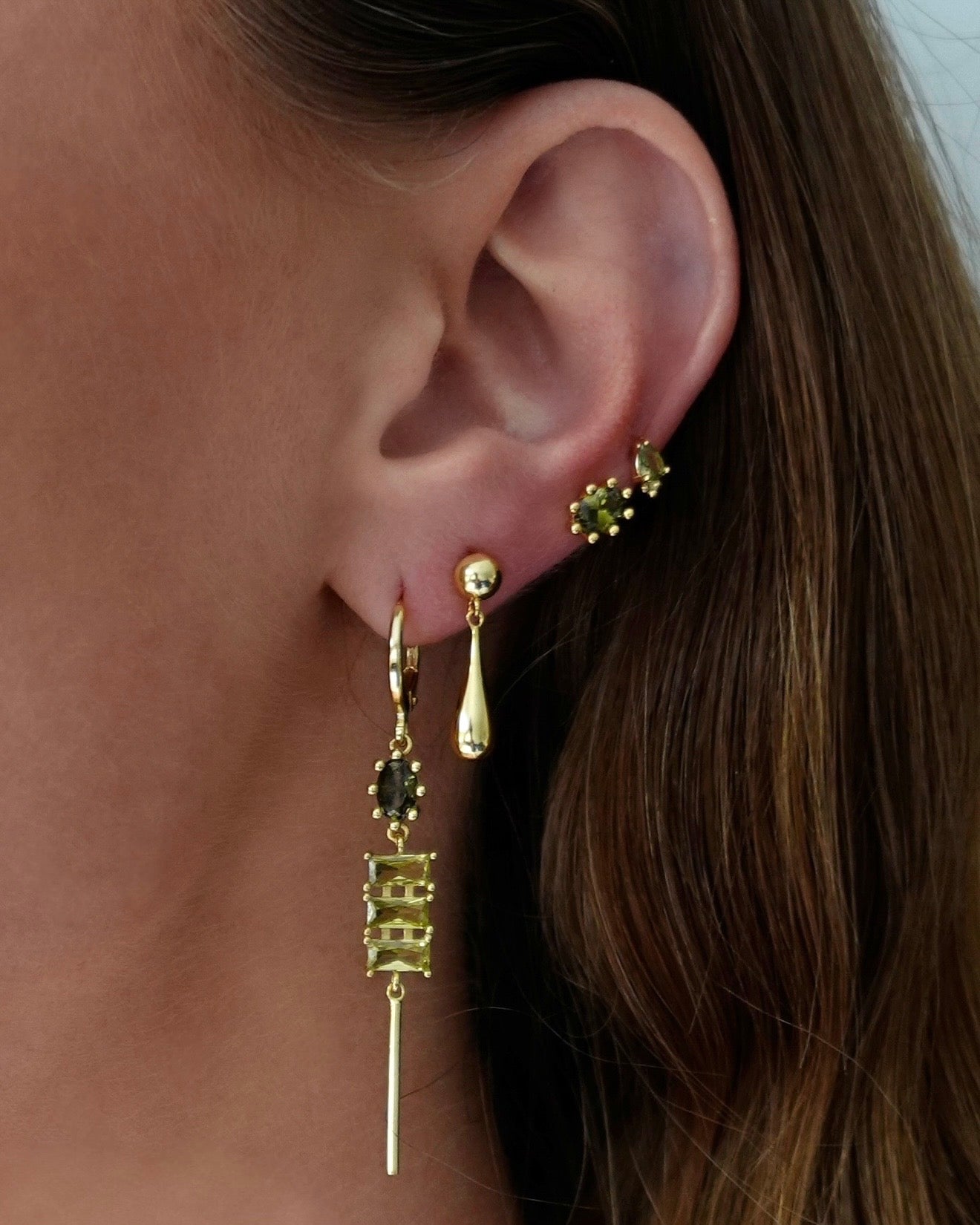 Winslet Gold Green Earrings
