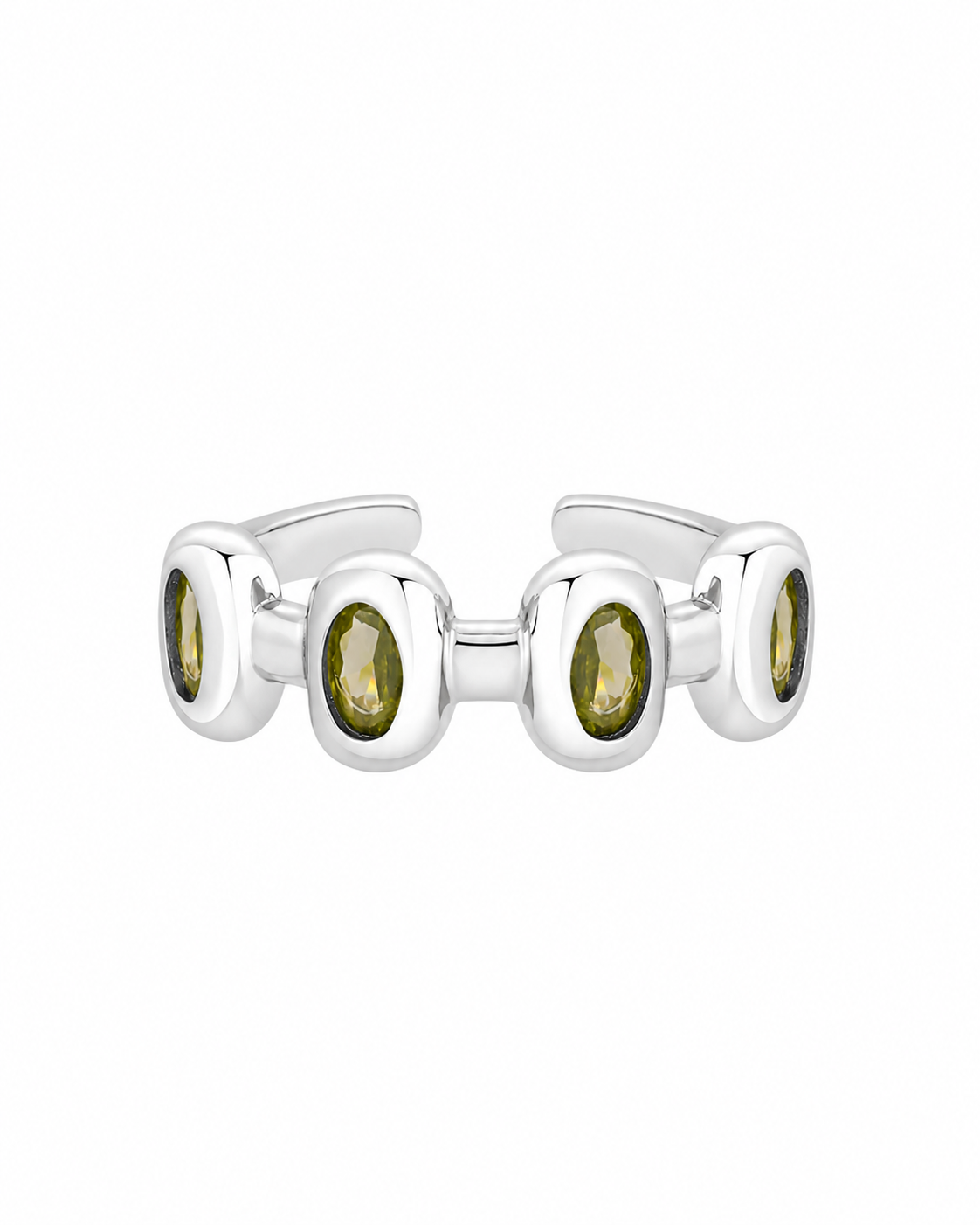 Jinx sterling silver chunky ring on a white background